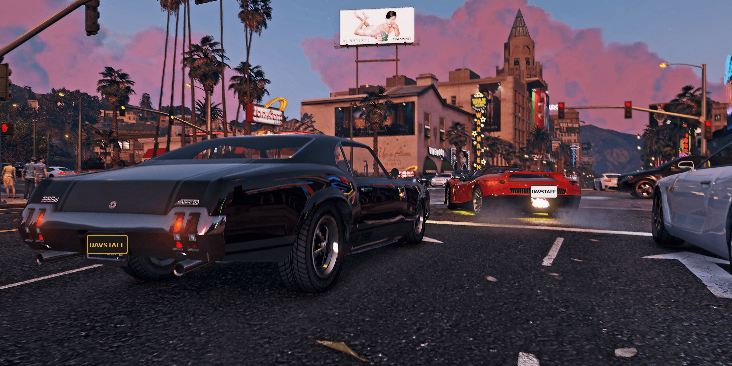 Route menant vers Los Santos au lever du jour.